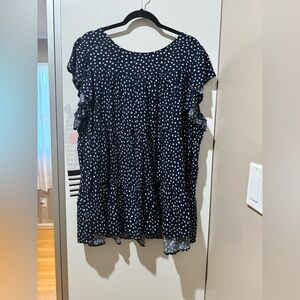 2 SHEIN Navy and Green White Polka Dot Blouses 2XL